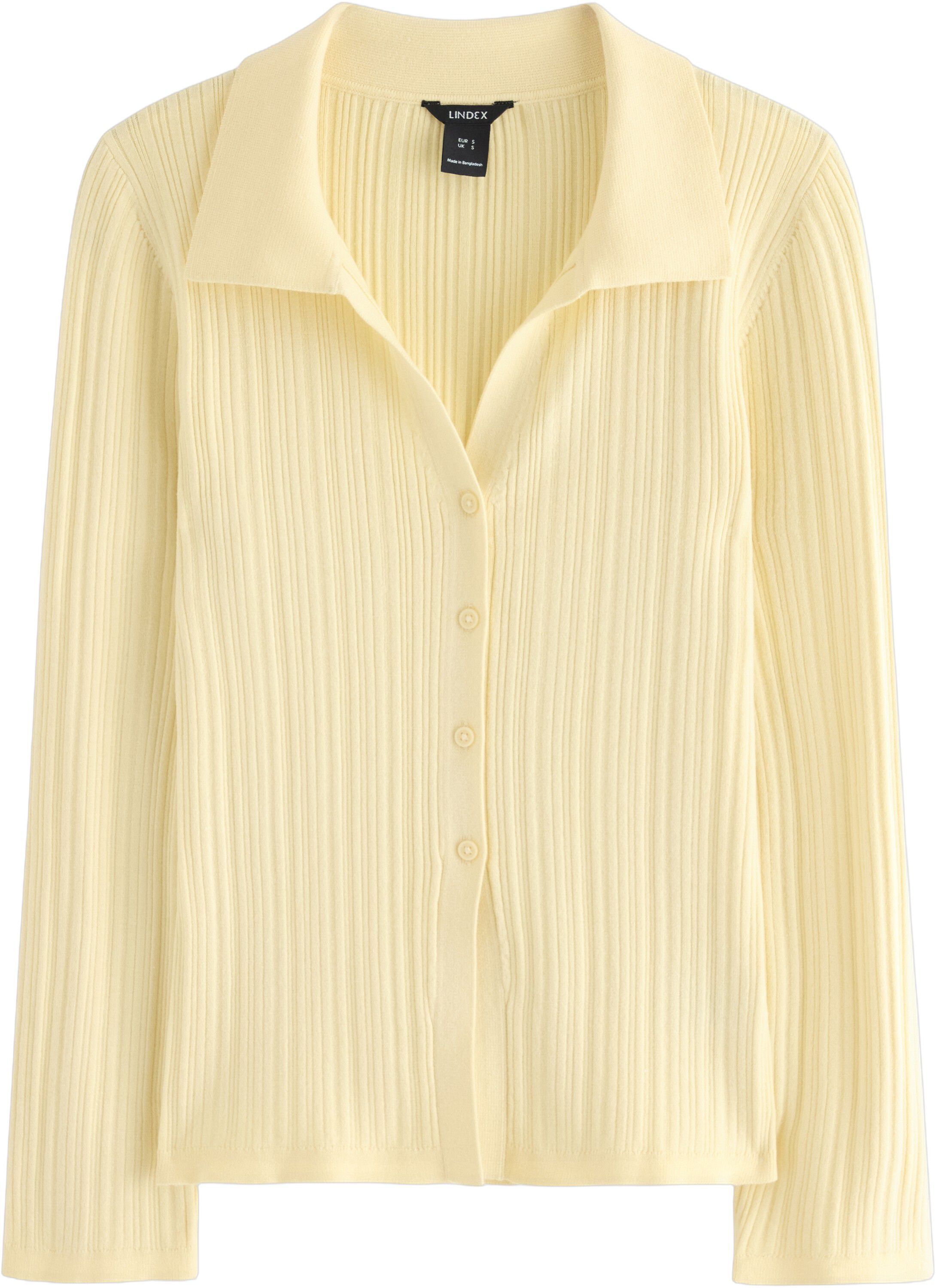 Tynn, ribbestrikket cardigan med v-