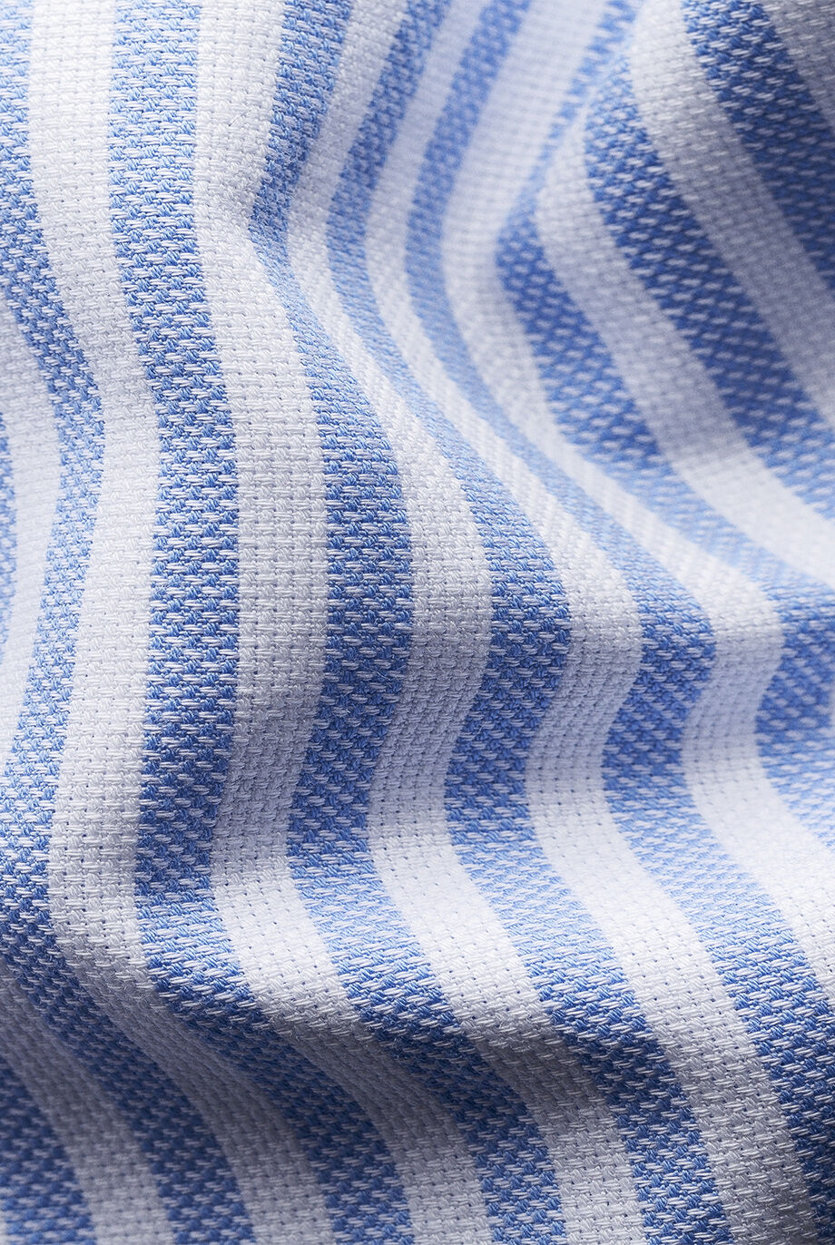 Light Blue Striped Royal Oxford Shirt - Slim Fit