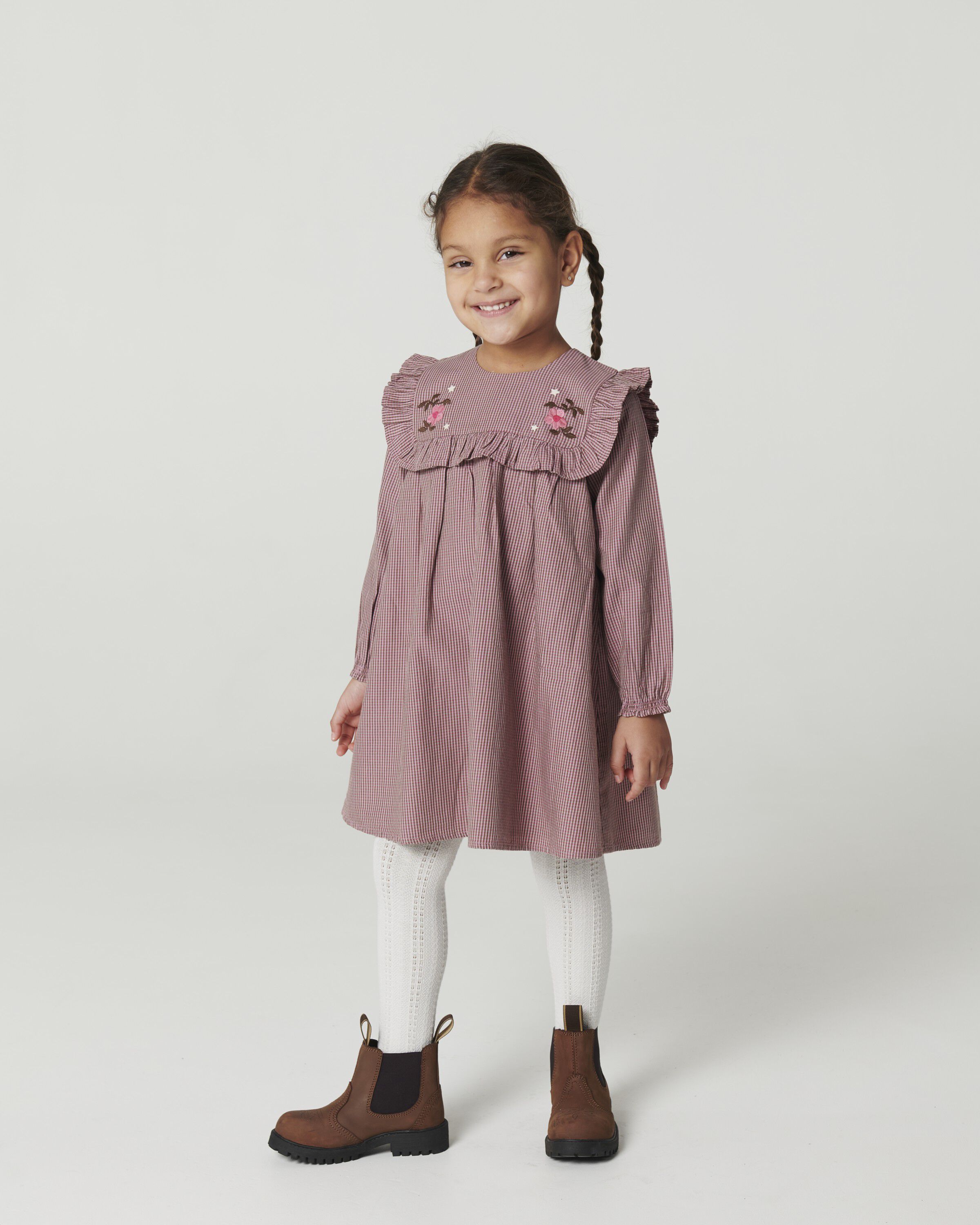 Long-sleeved Dress with all-over embroidery