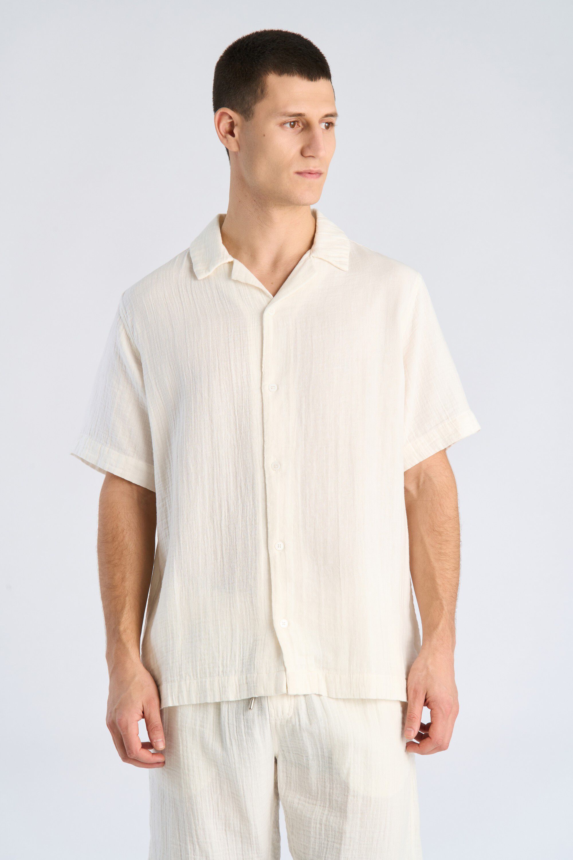 Cotton muslin resort shirt S/S