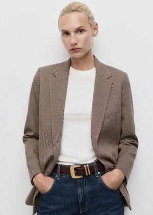 Micro-houndstooth double-breasted j