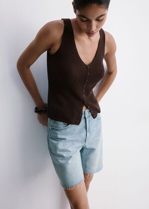 Straight low-rise denim Bermuda sho