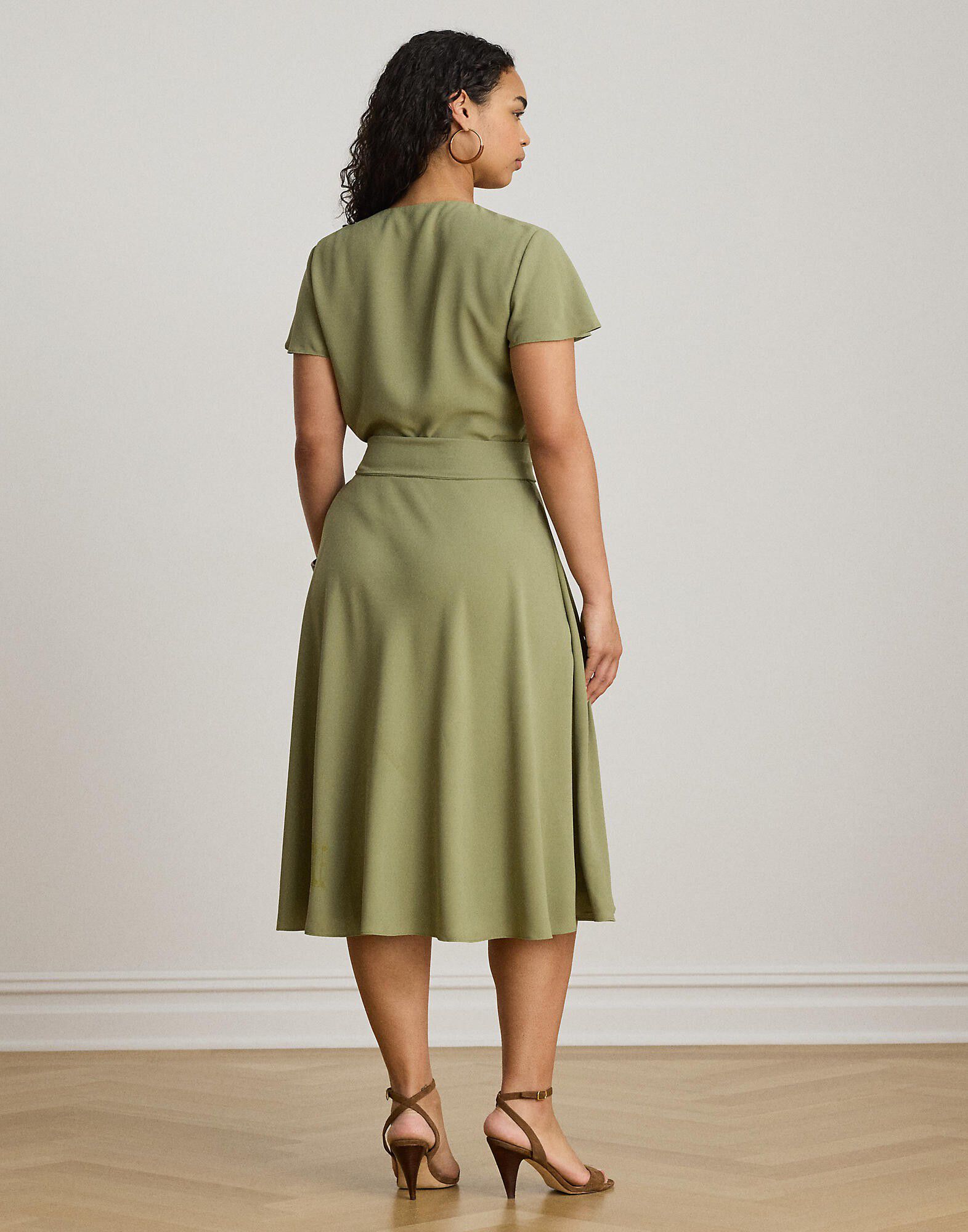 Belted Georgette Surplice Dress