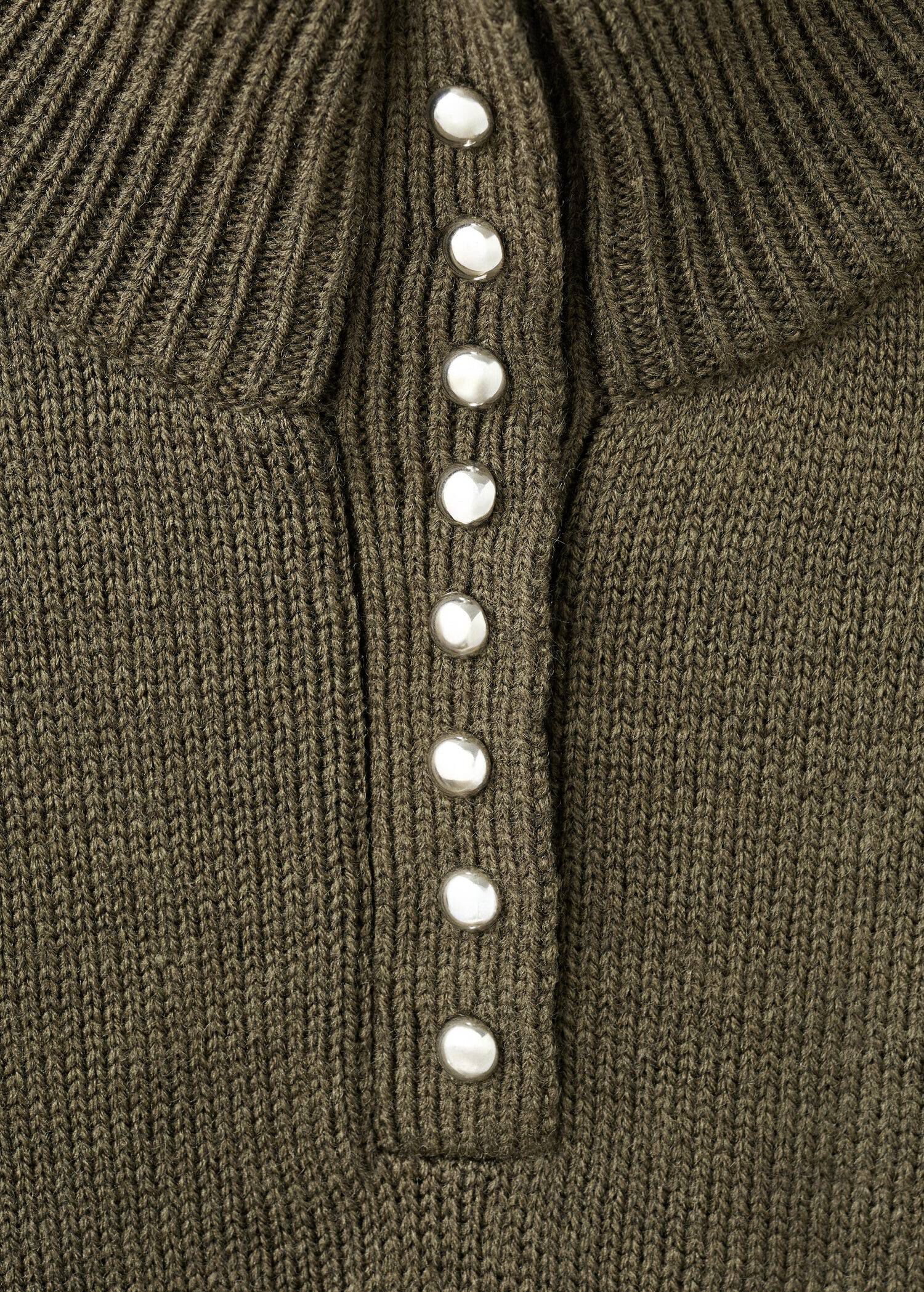Perkins-neck sweater with button