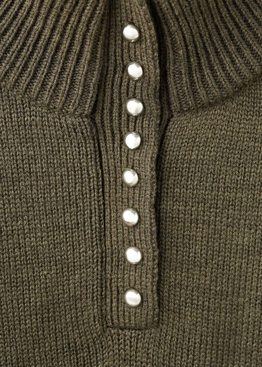 Perkins-neck sweater with button