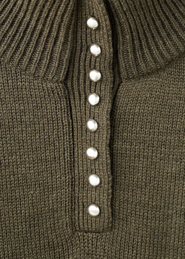 Perkins-neck sweater with button