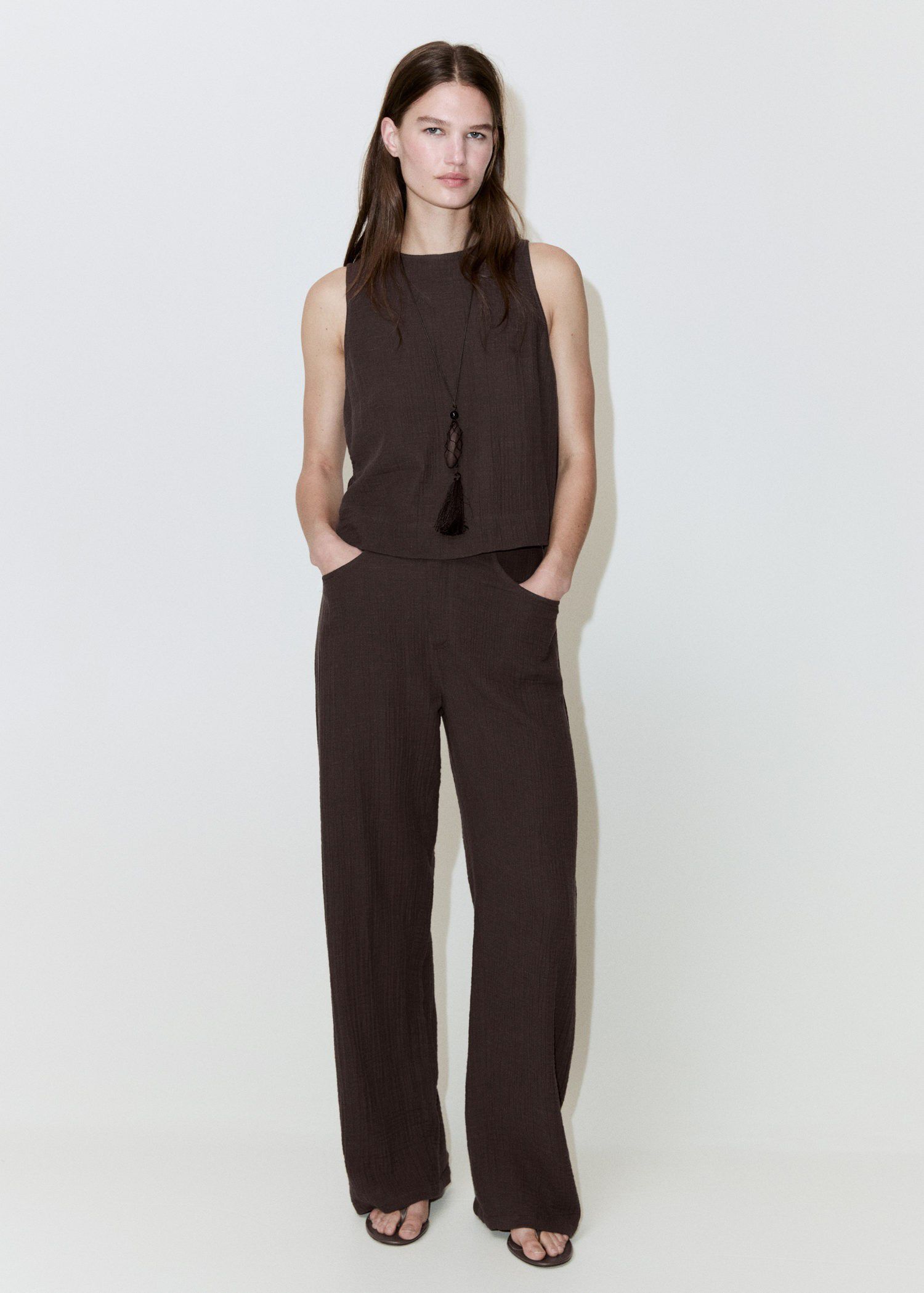 Balloon cotton trousers