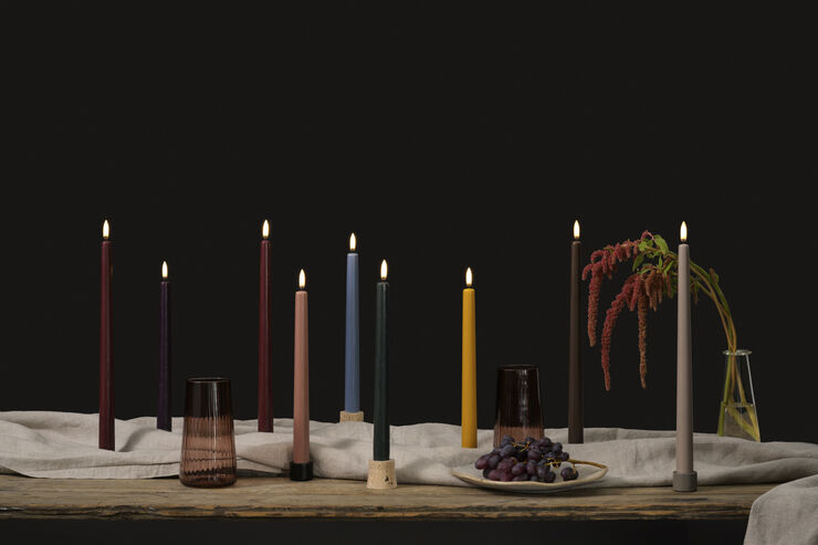 Travertine Candleholder taper, S, Desert beige, 2-pack, 3,5x