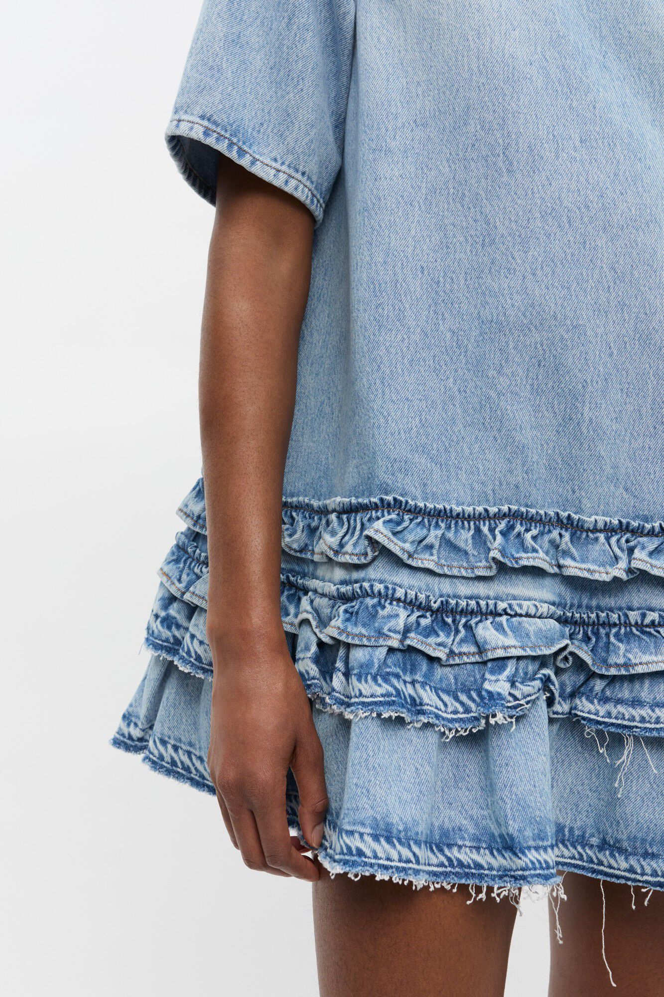 Soft Rigid Denim Open Back Frill Mi