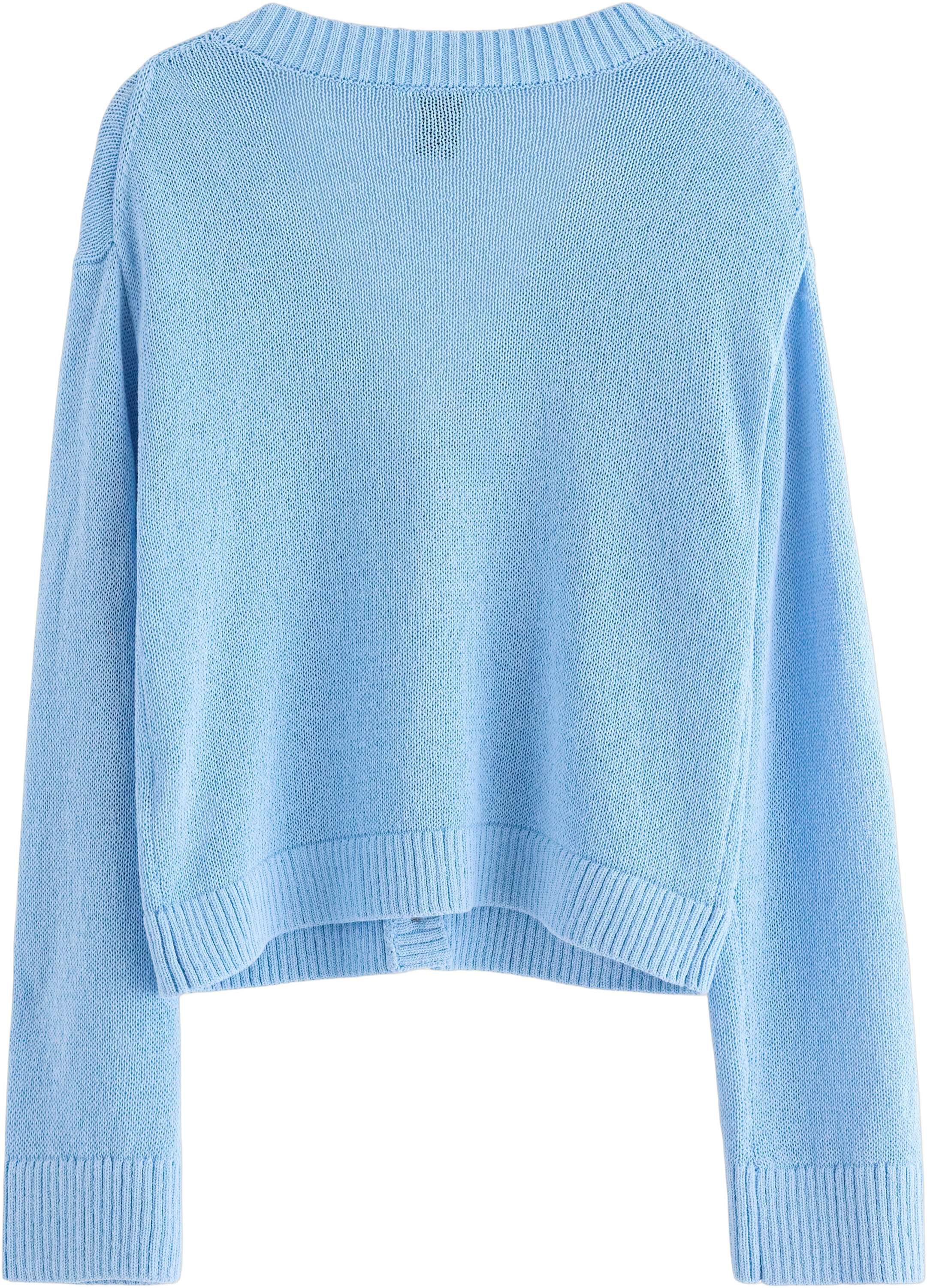 Bl&oslash;d, v-halset, strikket cardigan m