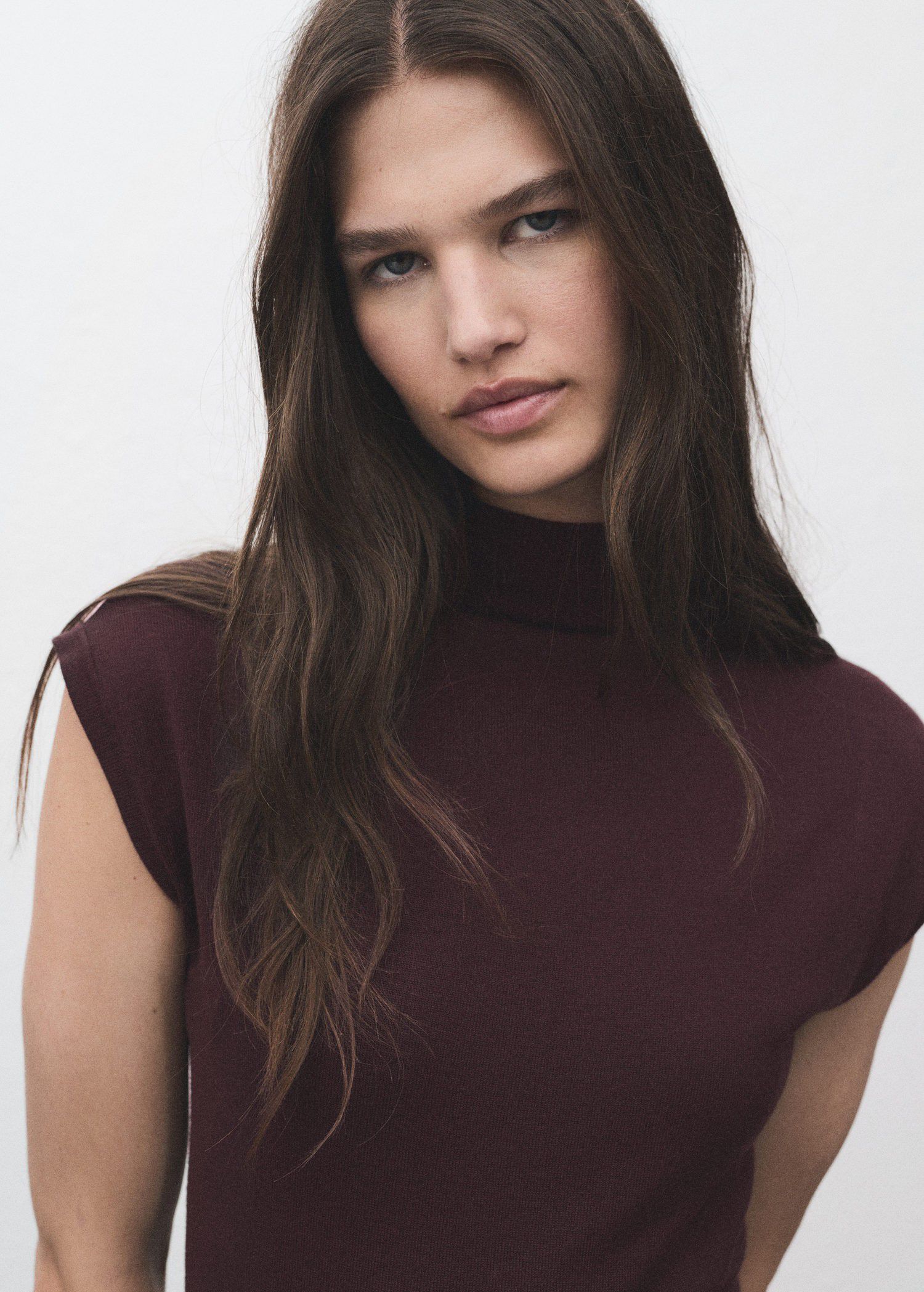 Perkins-neck knitted dress