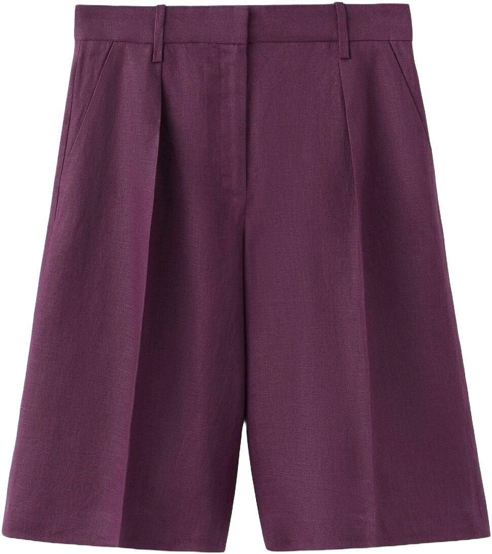 Straight linen Bermuda shorts