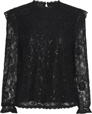 PCOLLINE LS LACE SEQUINS TOP NOOS
