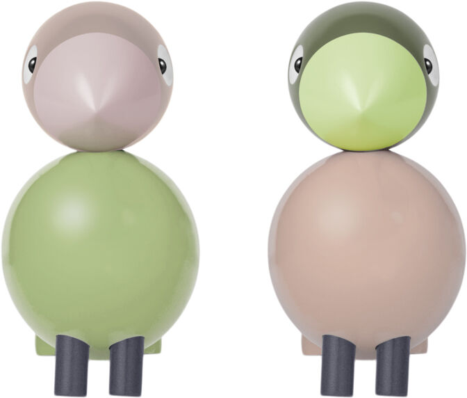 Turtelduer H9 cm lys gr&oslash;n/rosa 1 par