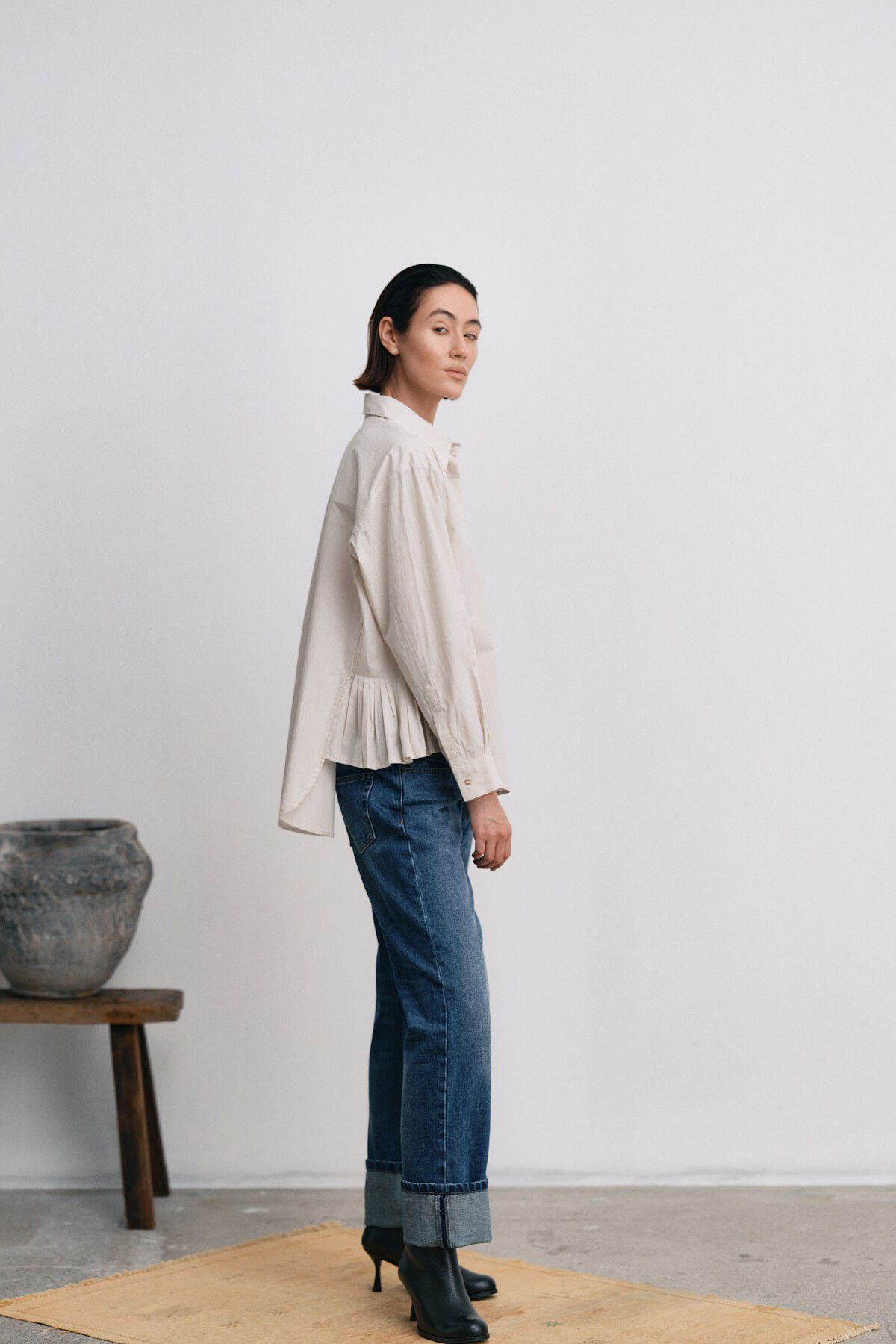 Poplin side gather shirt - Djana