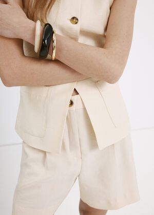 Straight-fit high-waist bermuda sho