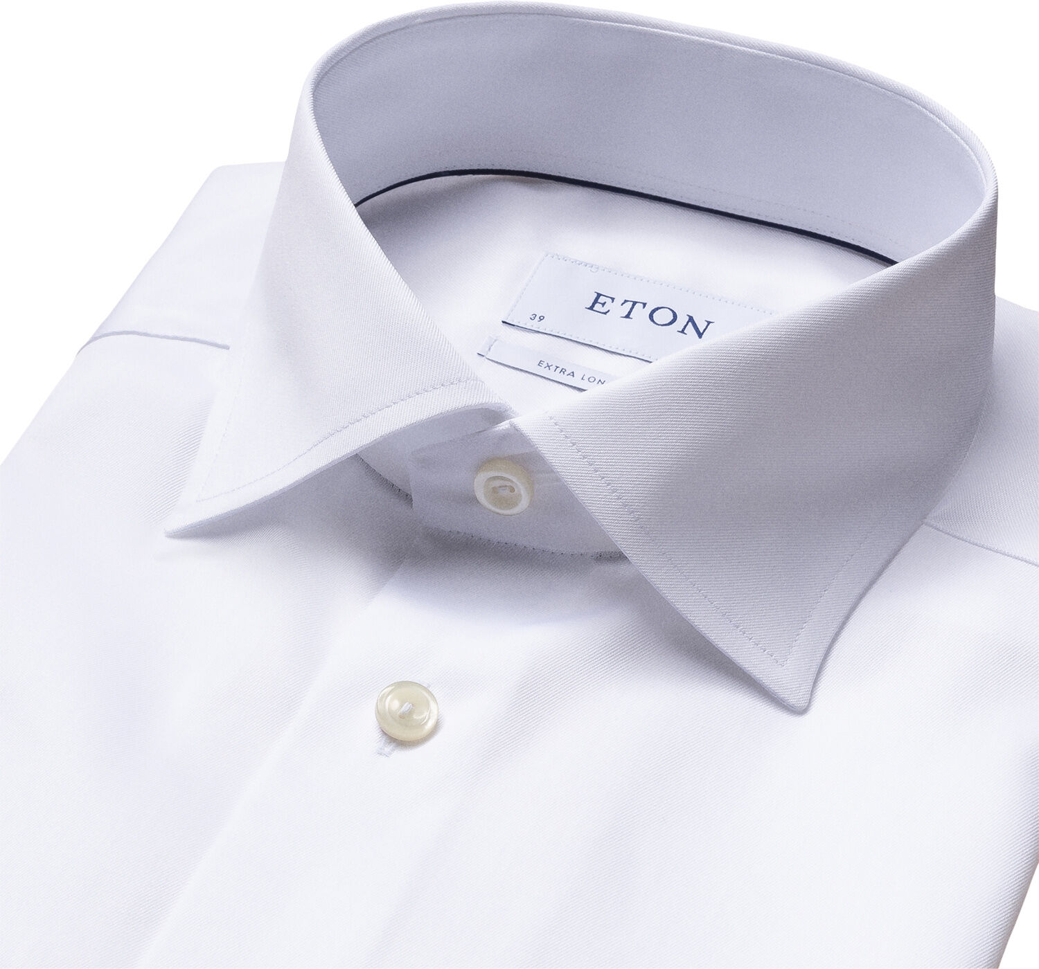Slim Fit White Signature Twill Shirt - Extra Long Sleeve