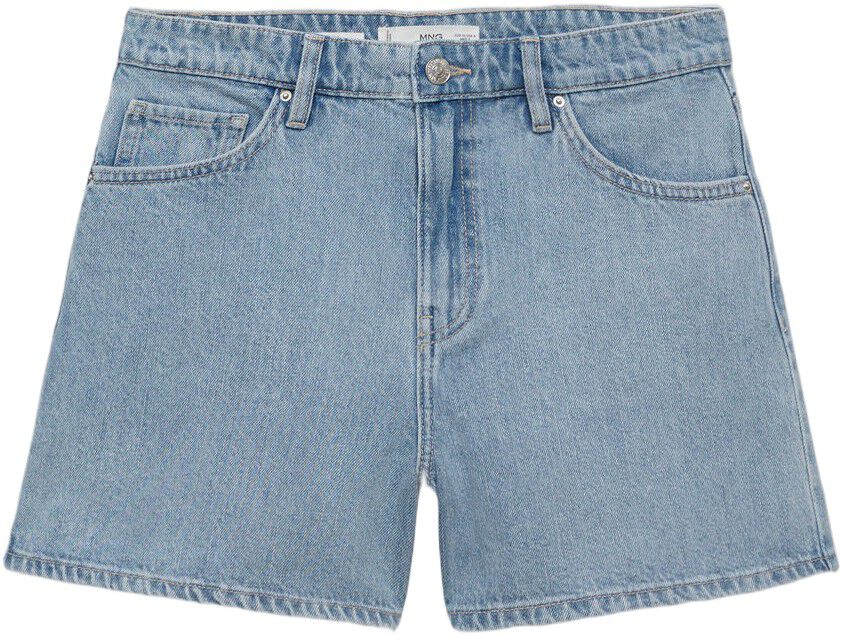 High-waisted straight denim shorts