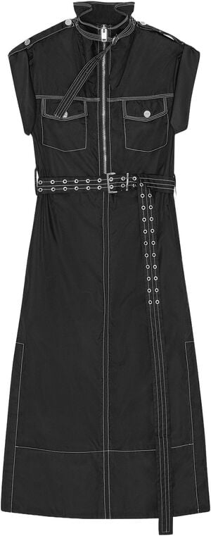 Duchesse Nylon Cowl Neck Long Dress