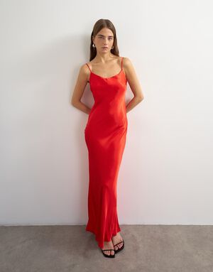 TSADDA SATIN SCOOP NECK SLIP DRESS