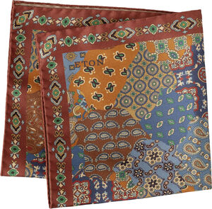 Orange Patchwork Silk Pocket Square