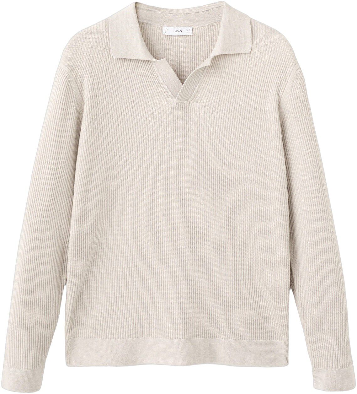 Cotton-blend ribbed polo sweater