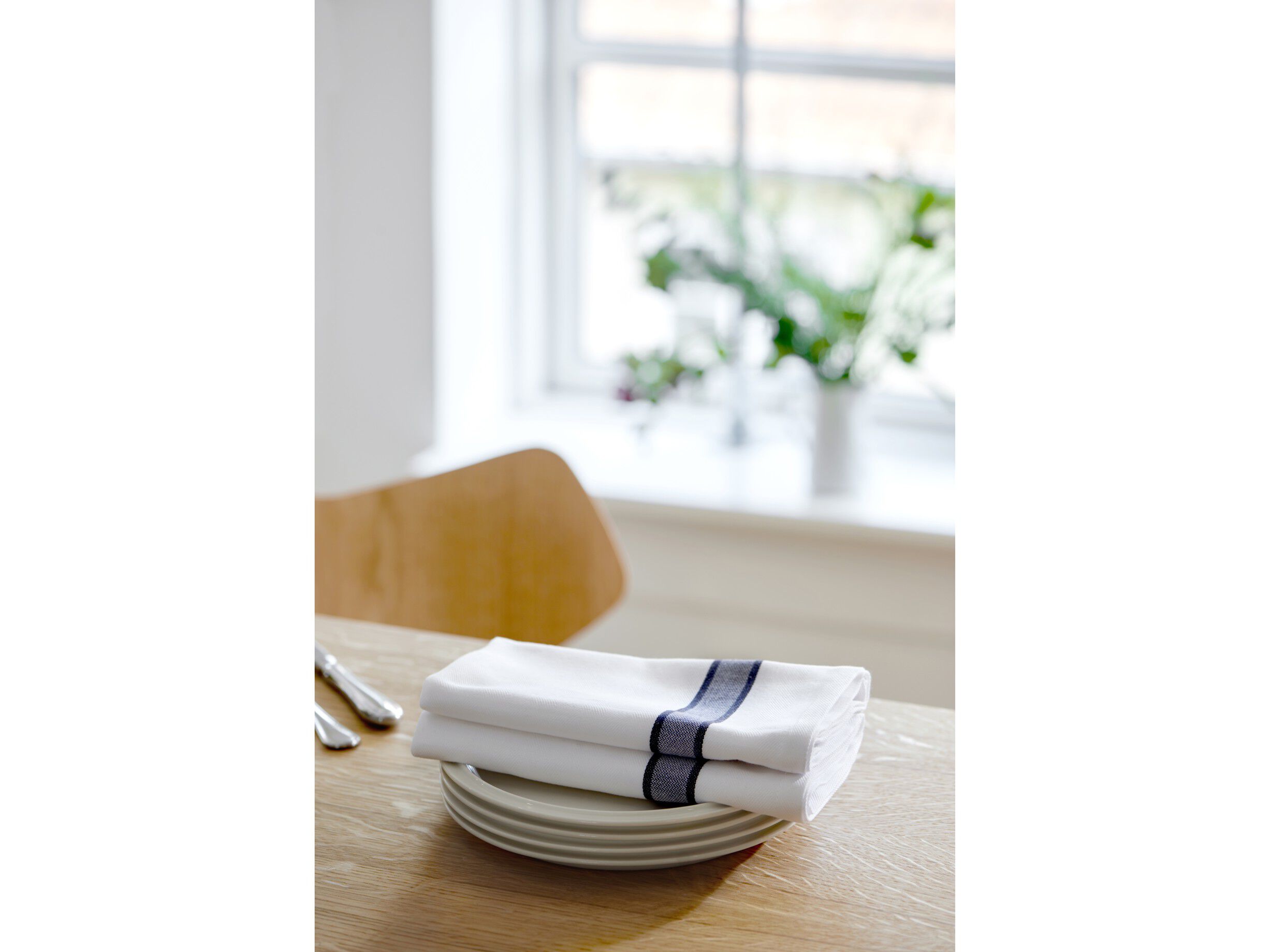 Tygservett Pillivuyt 45 x 45 cm Gr&ouml;n/Vit 100% ny bomull