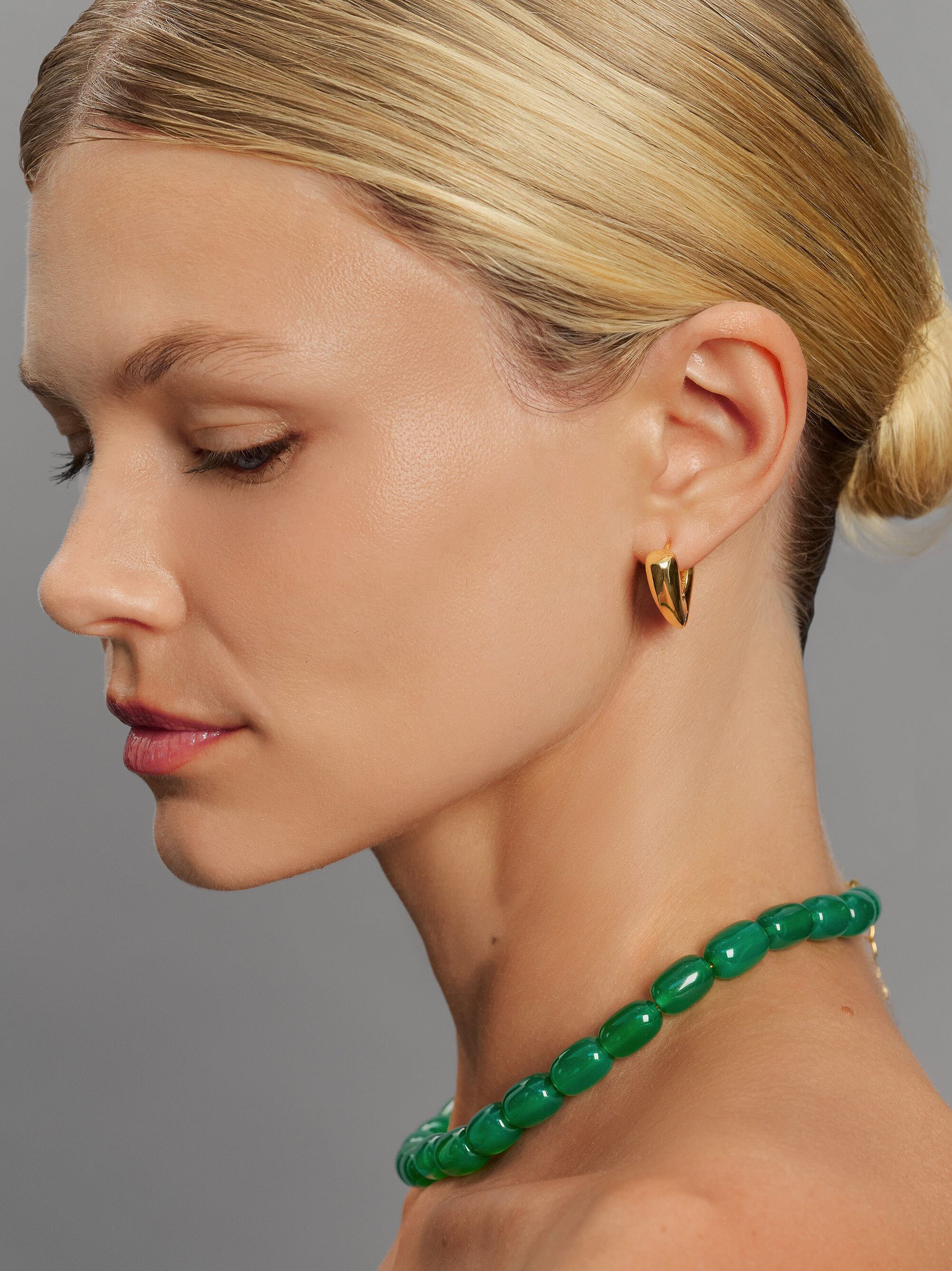 Women's Heart Hoop Earrings in Gold