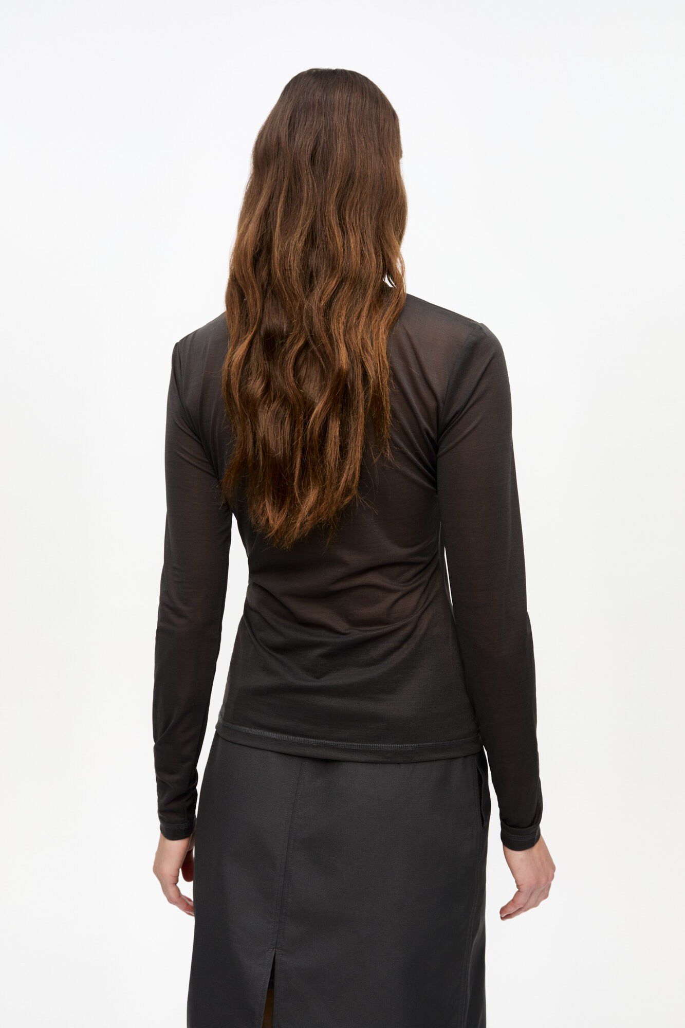 Sheer Mesh Jersey Long Sleeve Top