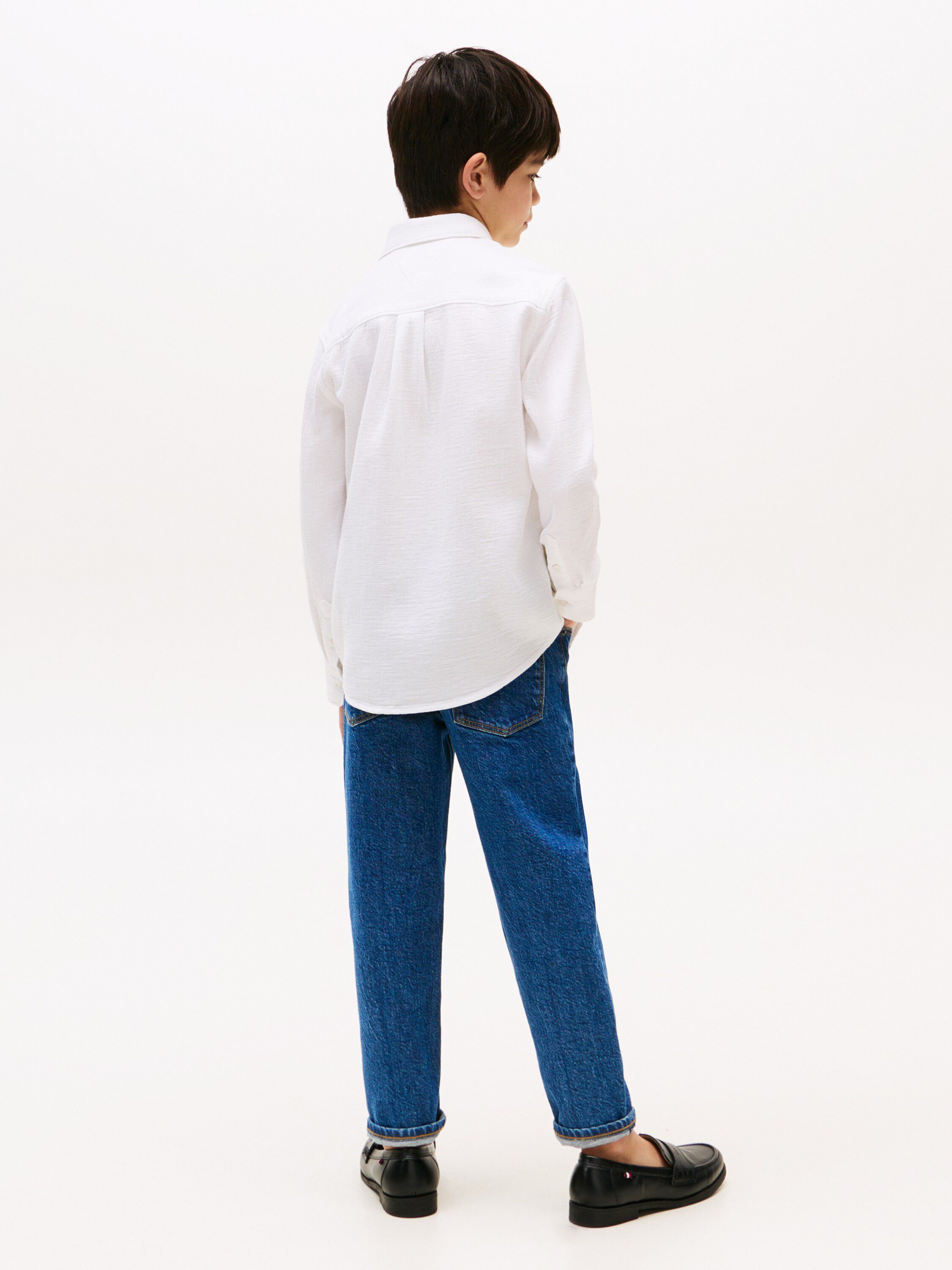 TEXTURED SOLID SHIRT LS