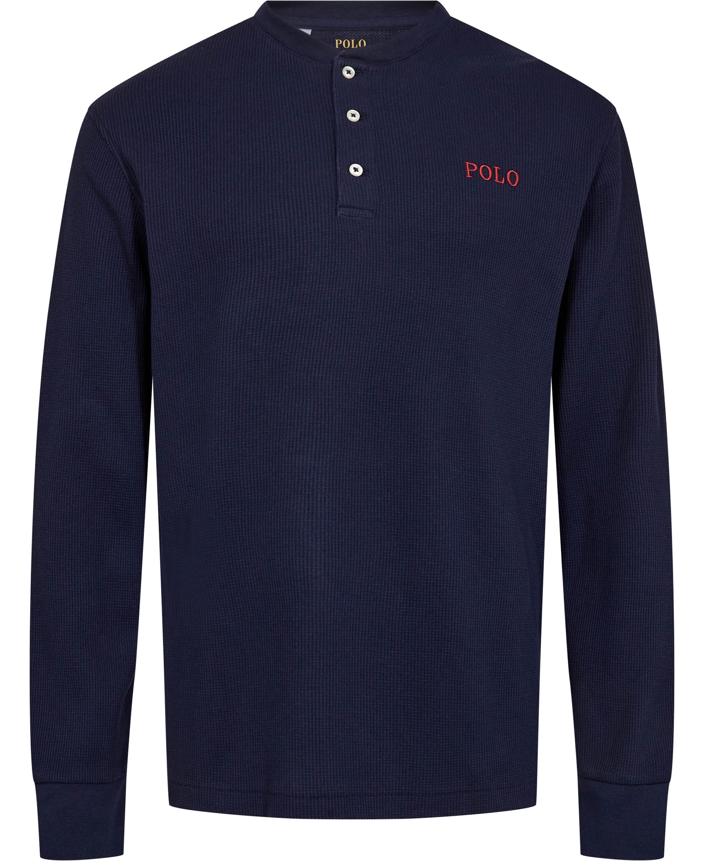 Waffle-Knit Henley Sleep Shirt