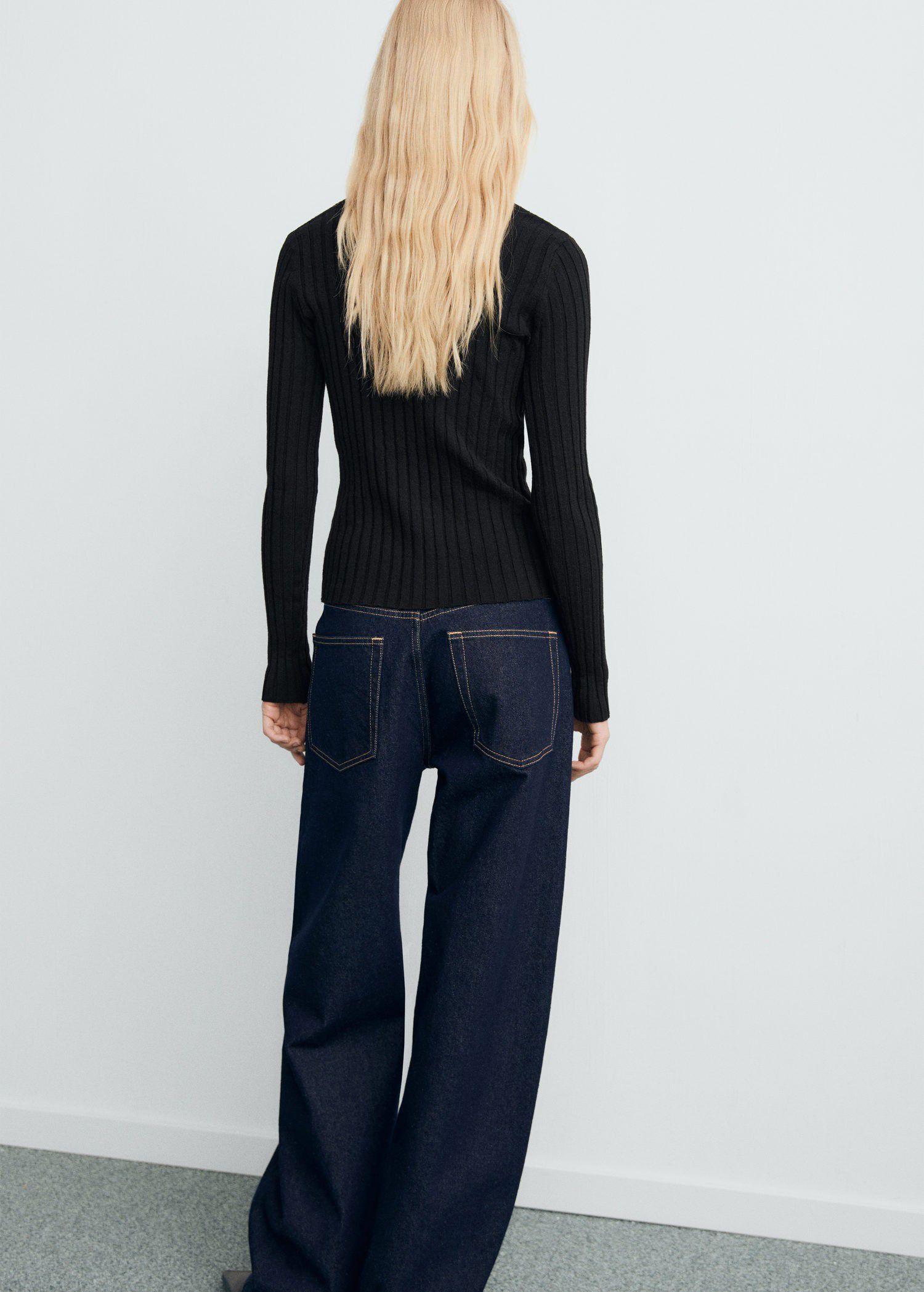 Fine rib knit cardigan