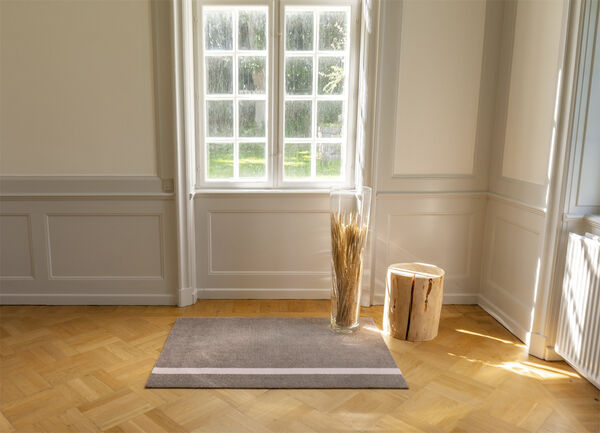 Løber, 130x90 cm, stripe vertical sand/dusty rosa