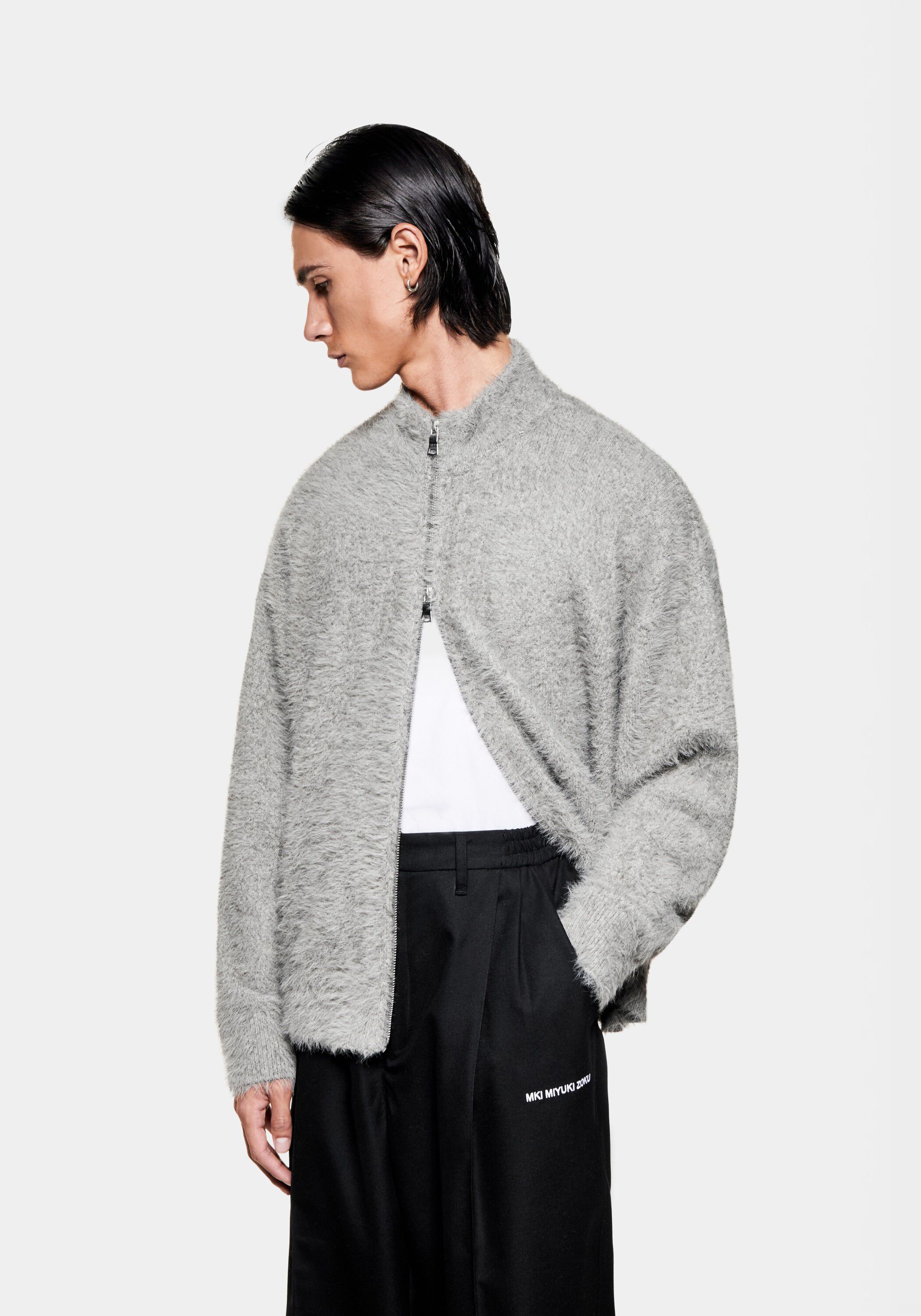 FAUX ALPACA KNIT TRACK JACKET