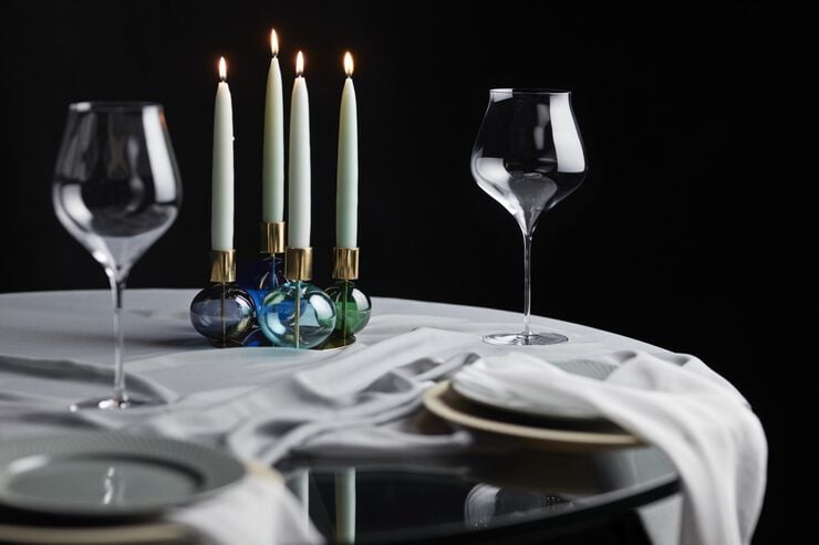 Bubble 4-armet lysestage Ø17. 5 cm blå/grøn