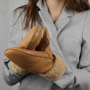 VINSON - MITTENS - SHEEP SKIN WITH CURLY SHEARLING AROUND TH