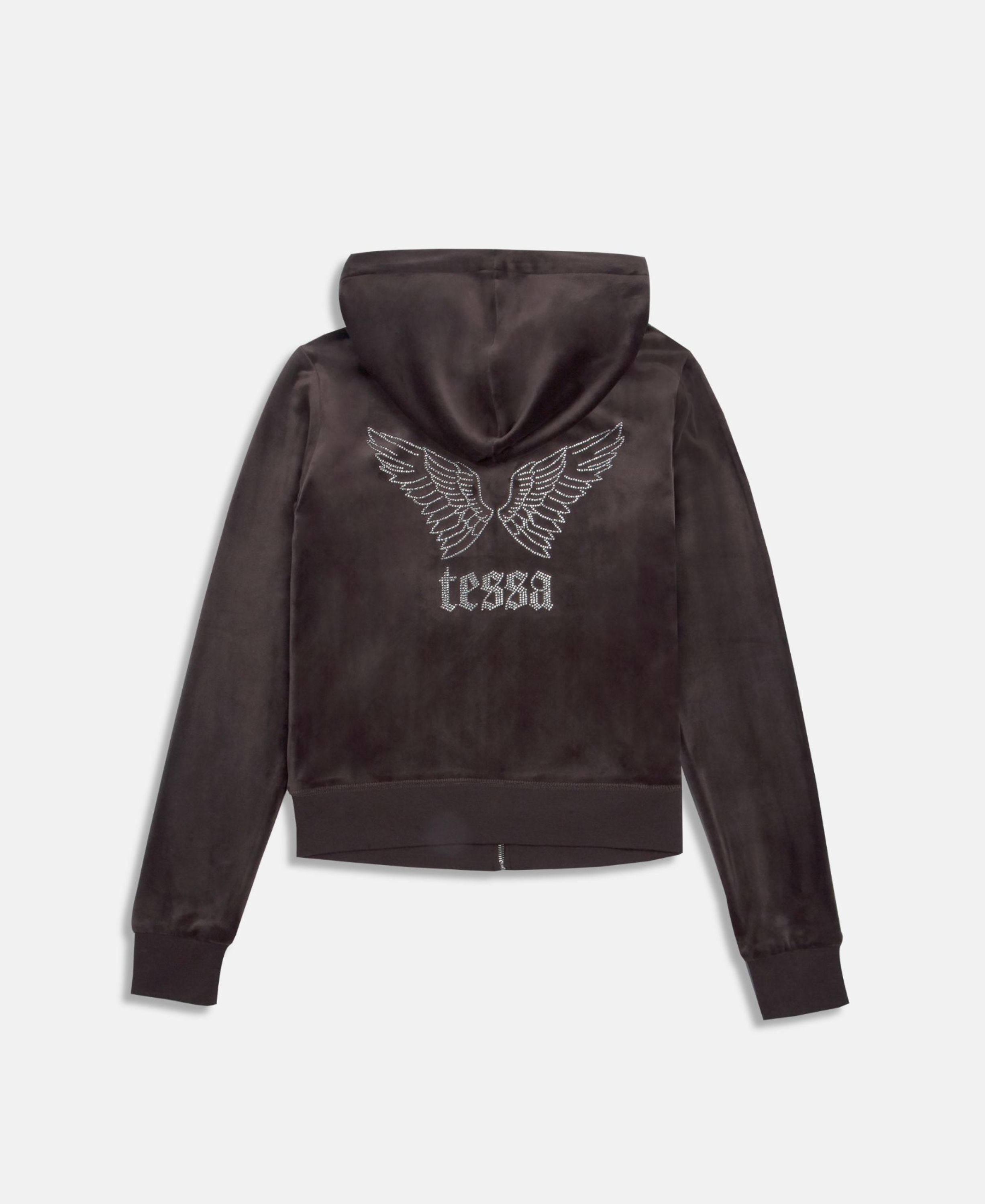 Tessa x Juicy - velour hoodie m. diamanter