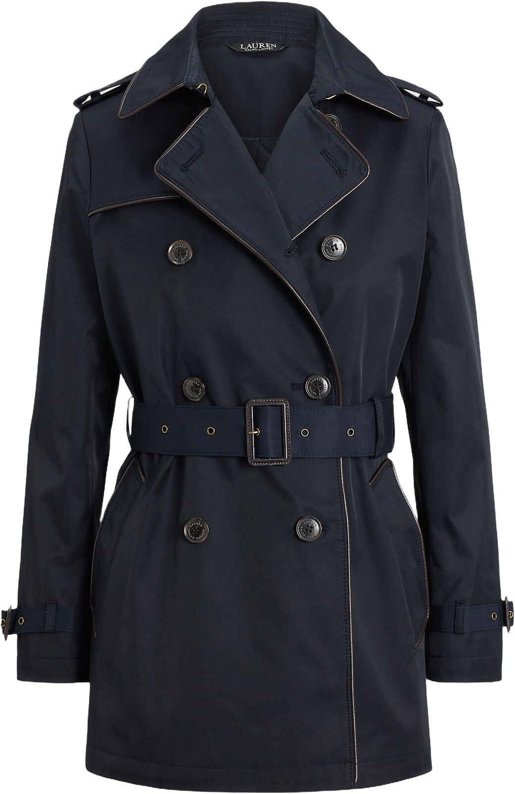Double-Breasted Cotton Blend Trench Coat