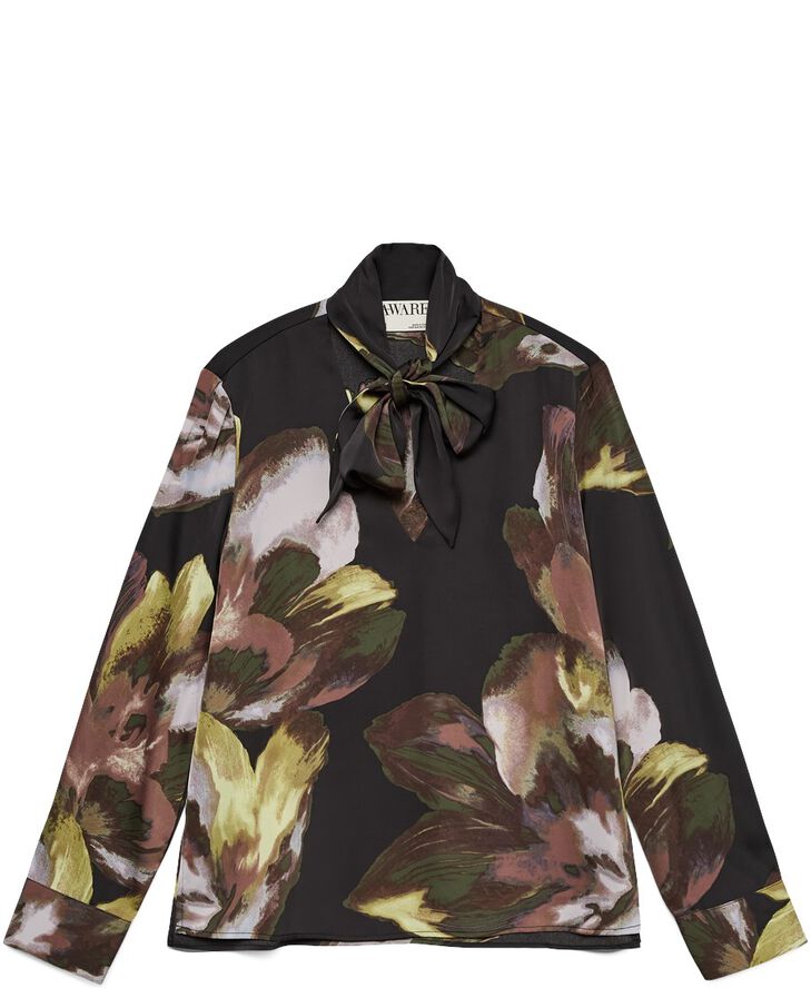 AWUDIZZY LS TIE NECK BLOUSE