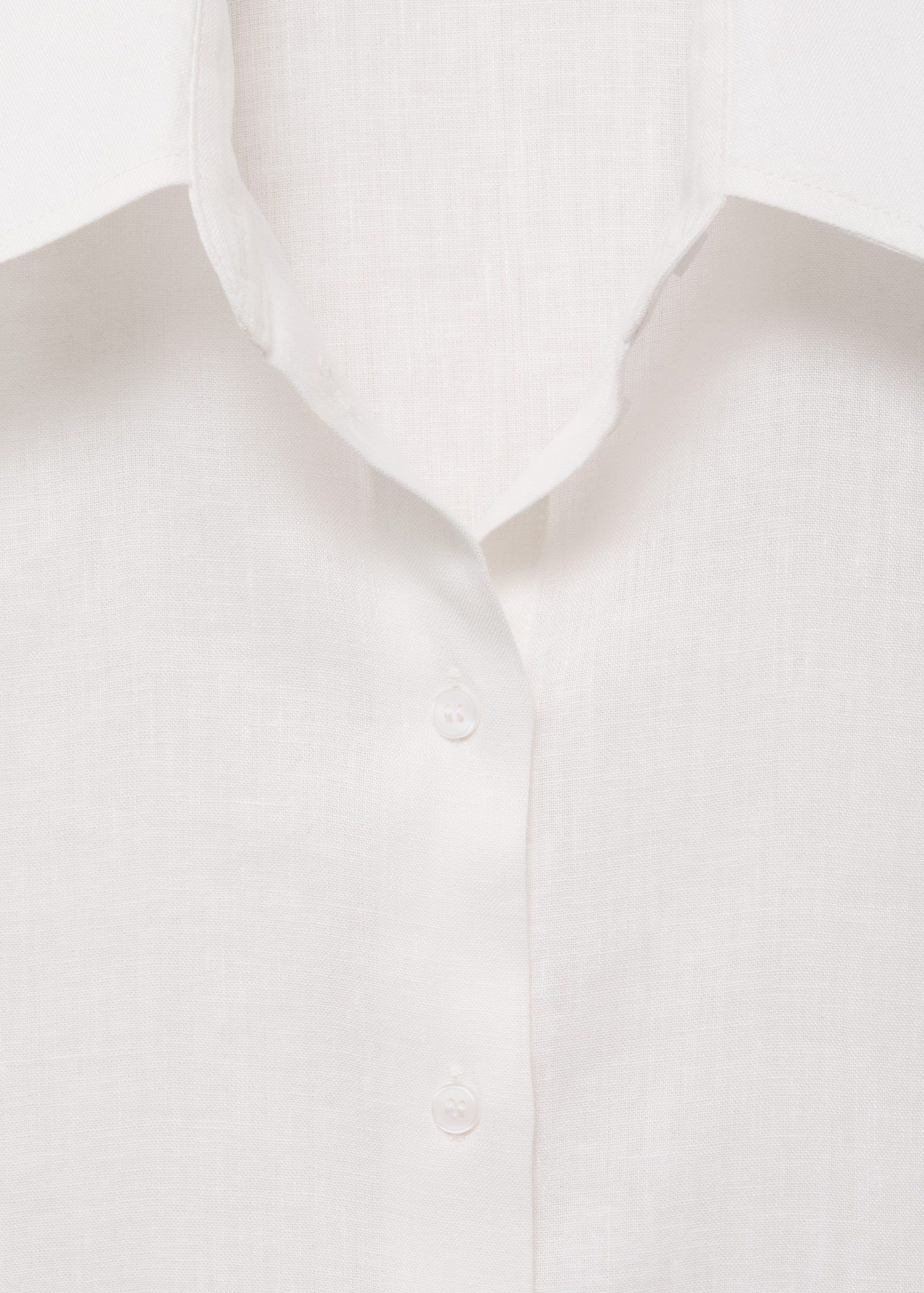 Short sleeve linen-blend shirt