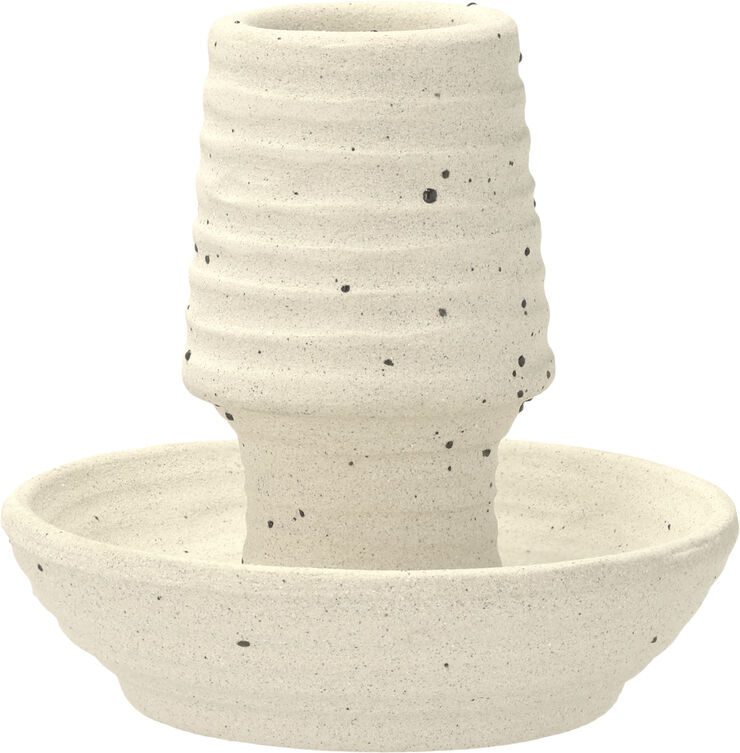 Ljusstake Elv 8,5 x 8 cm Offwhite Stengods