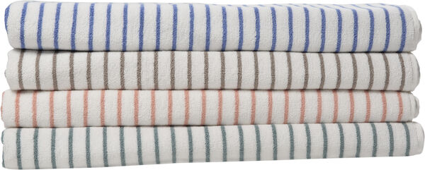 Beach towel 100x180cm smal strib lyseblå GOTS