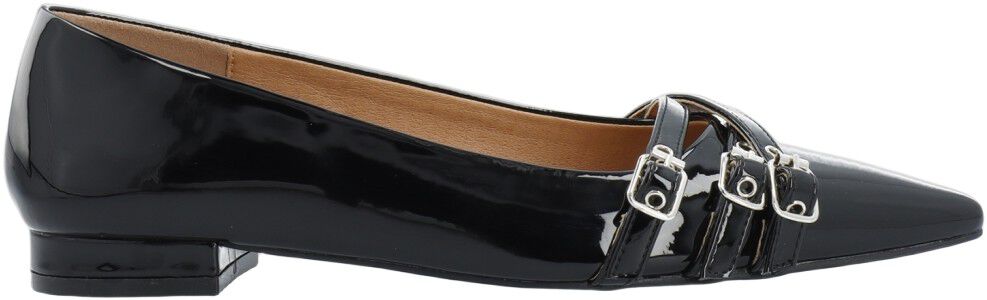 BIABARI Pointy Flat Buckle Faux Leather