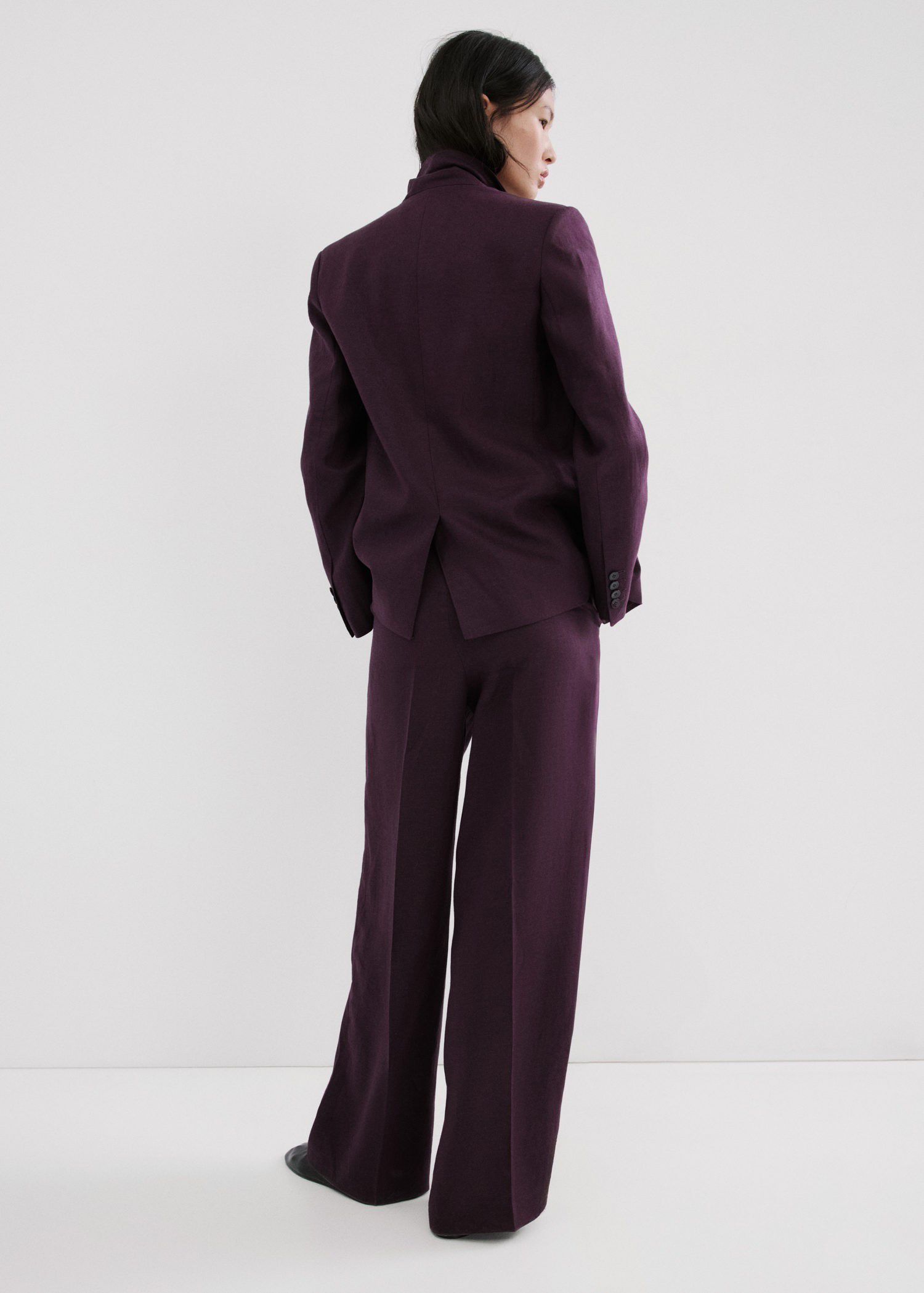 Straight-fit linen suit trousers