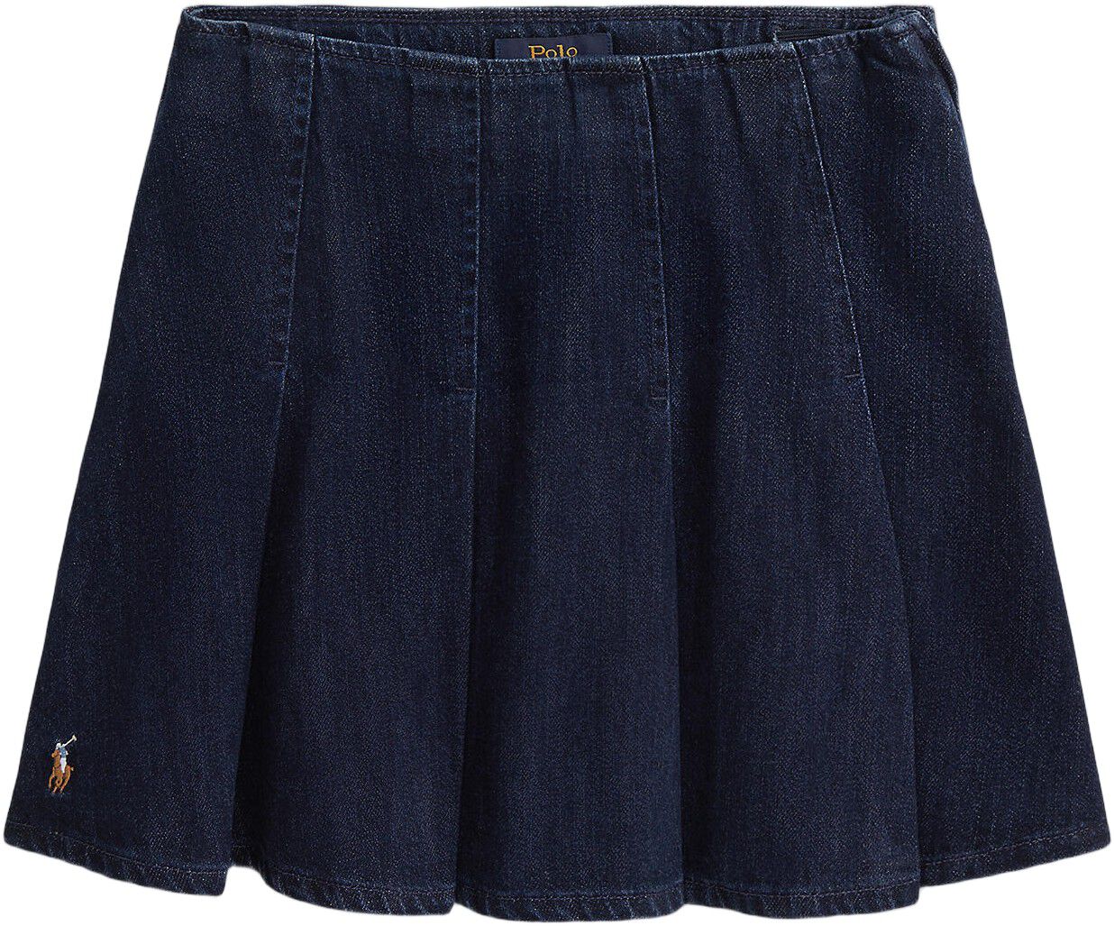 Pleated Cotton Denim Skirt