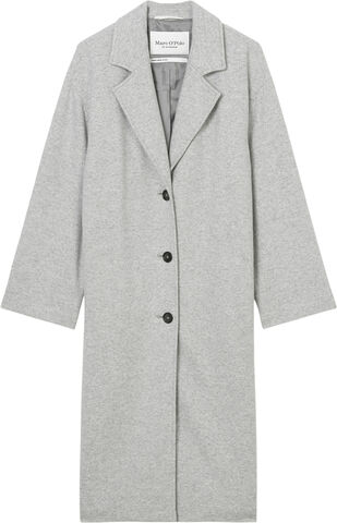 Coat, long, wool, lapel collar, wid