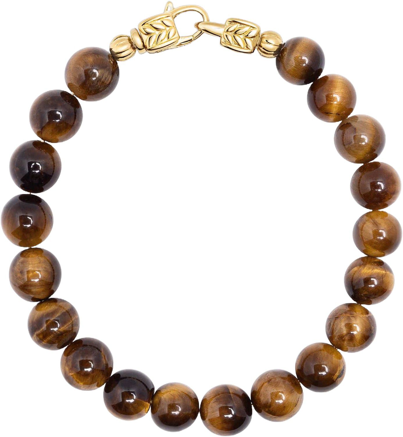 Brown Tiger Eye Healing Bracelet with Gold Lock