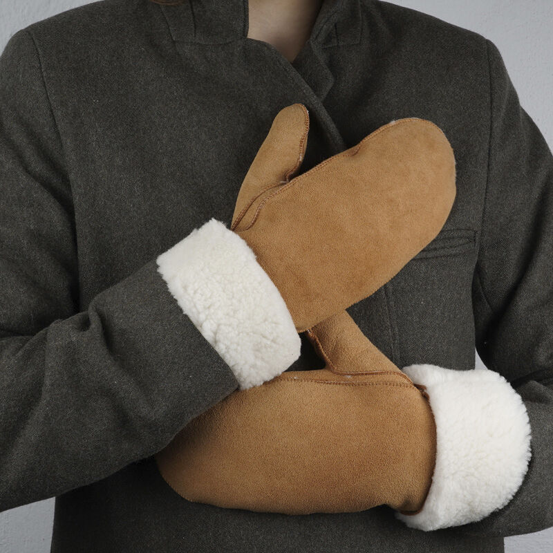 BELUKTA - MITTENS - SHEEP SUEDE WITH CURLY SHEARLING AROUND