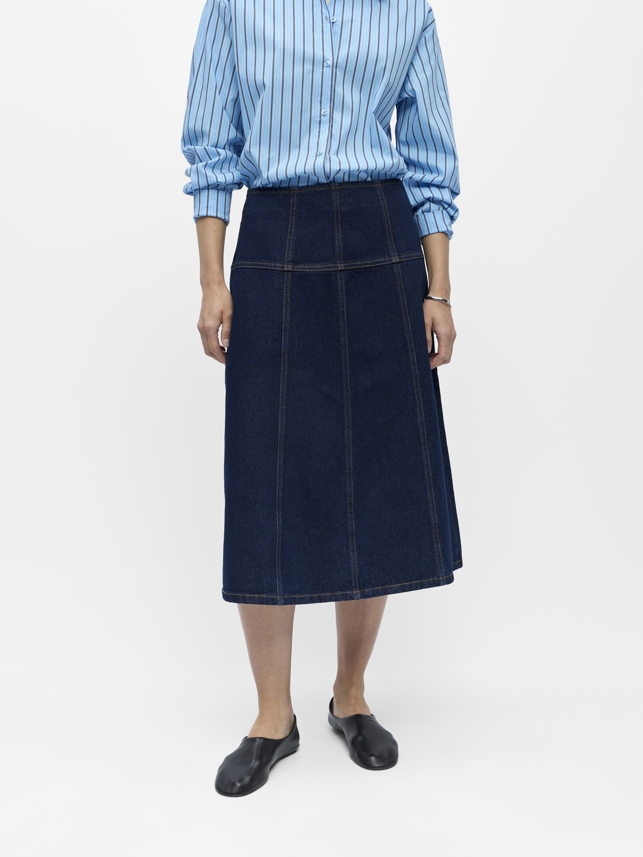 Objrine Mw Midi Denim Skirt E Tne 26