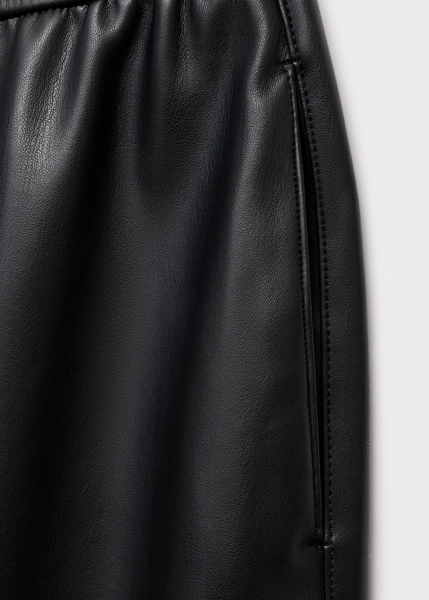 Leather-effect elastic waist trouse